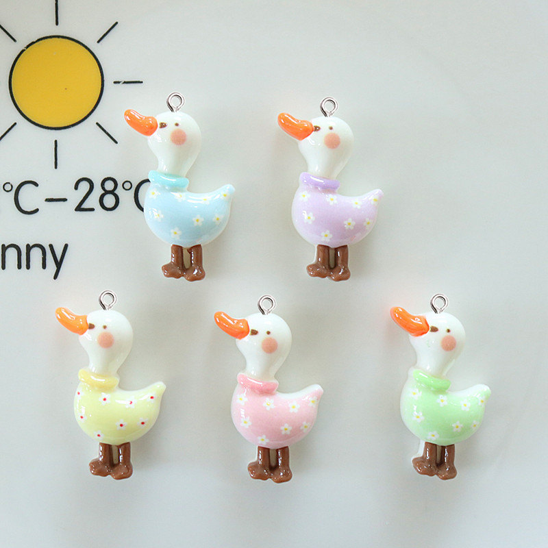 Resin Art Earrings Material - 10 قطعة بريق لامع لطيف بطة