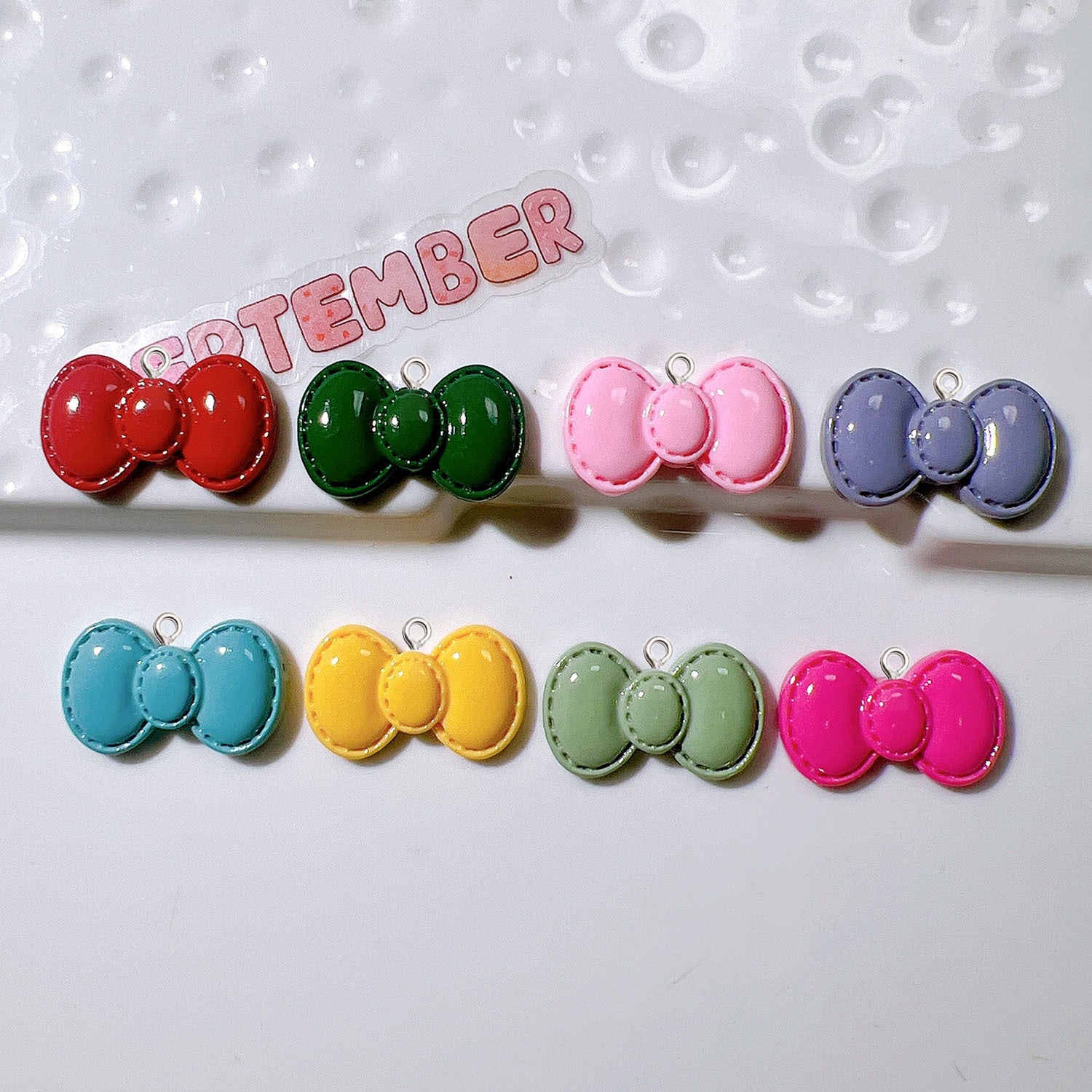 Resin Art Earrings Material - 10 قطعة لطيف الكرتون Bowknot الراتنج