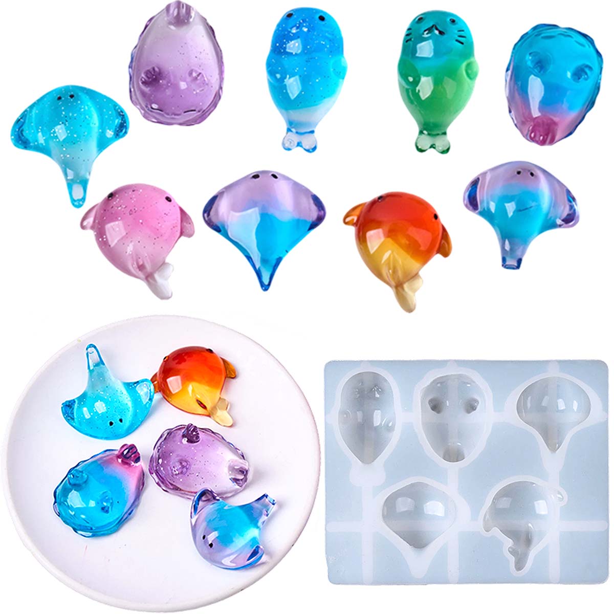 Resin Art Epoxy - قالب سيليكون ثلاثي الأبعاد بتصميم سمكة