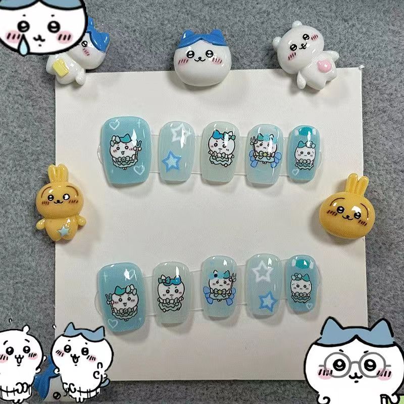 Resin Art Workshop - أظافر صناعية كرتونية جاهزة للتركيب، قصيرة