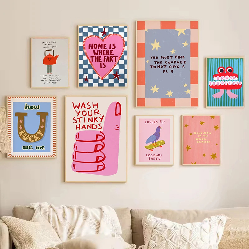Resin Art Quote - ملصق نورديك ملون ومرح بشعارات منزلية