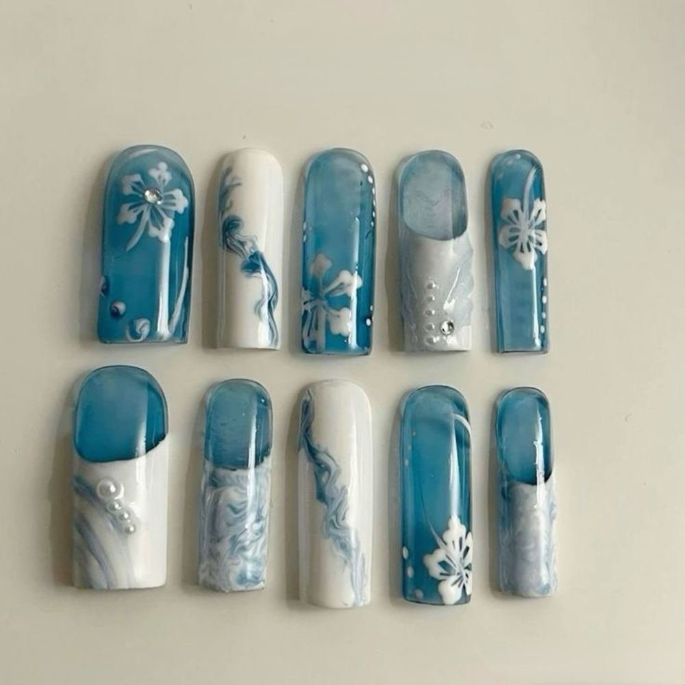 10 قطع أظافر صناعية فرنسية مصن - مراجعة Resin Art Set وسعره